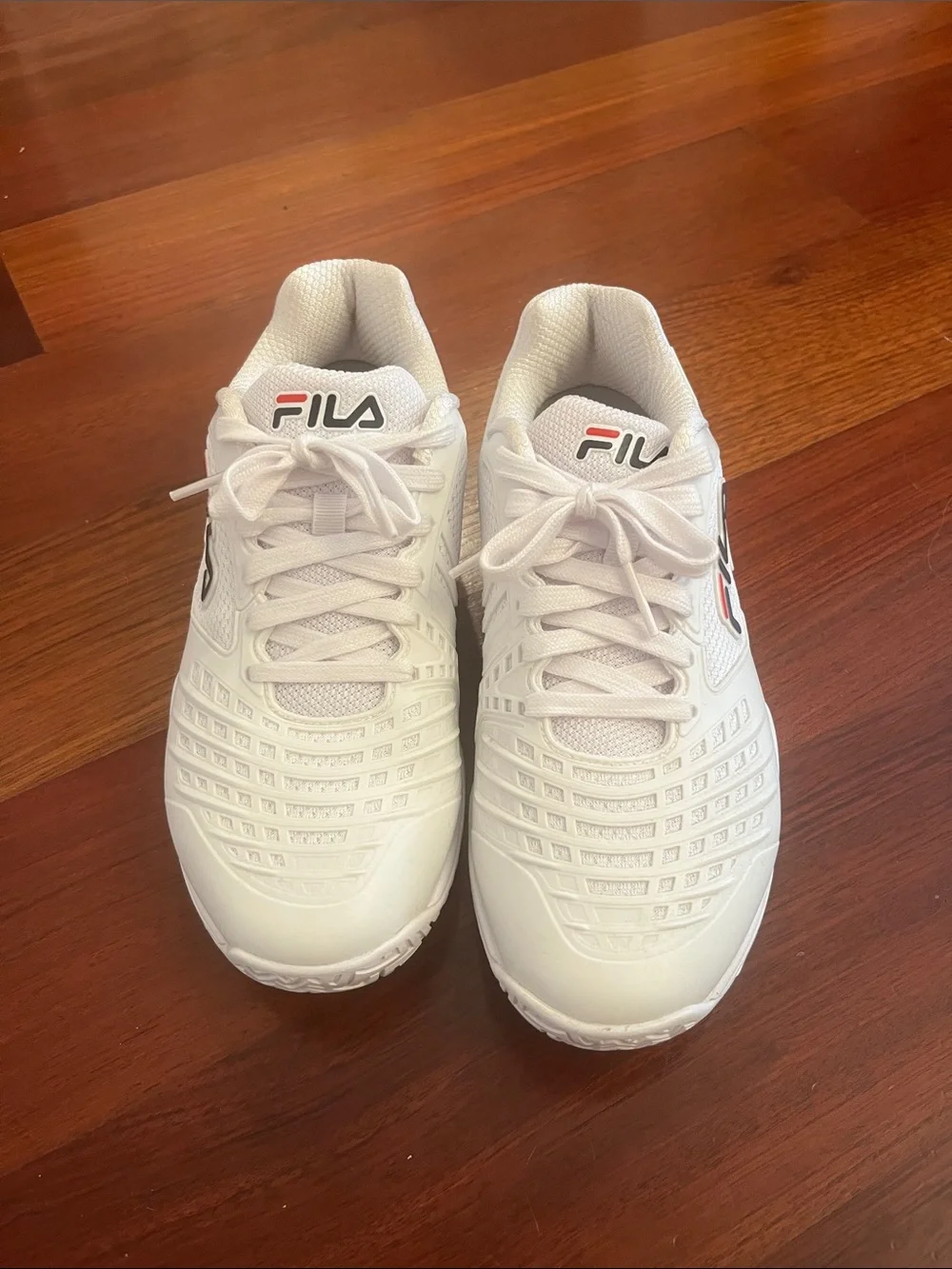Fila White Athletic Sneakers with Red and Blue Logo